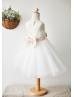 Lace Tulle Knee Length Keyhole Back Tutu Flower Girl Dress